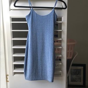 blue sparkly fitted dress